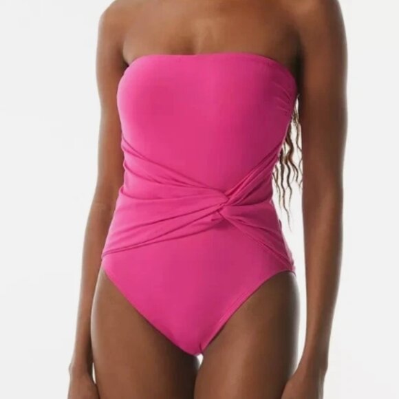 NWT! Carmen Marc Valvo Azalea Bandeau Knot Detail One Piece Swimsuit NEW! - Picture 1 of 4
